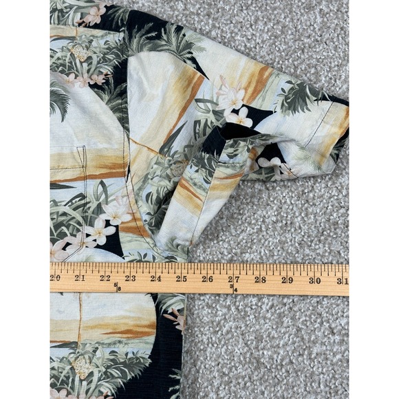 Jamaica Jaxx Shirt Men Extra Large Black Hawaiian Button Up Silk Palm Tree Beach - Picture 7 of 9